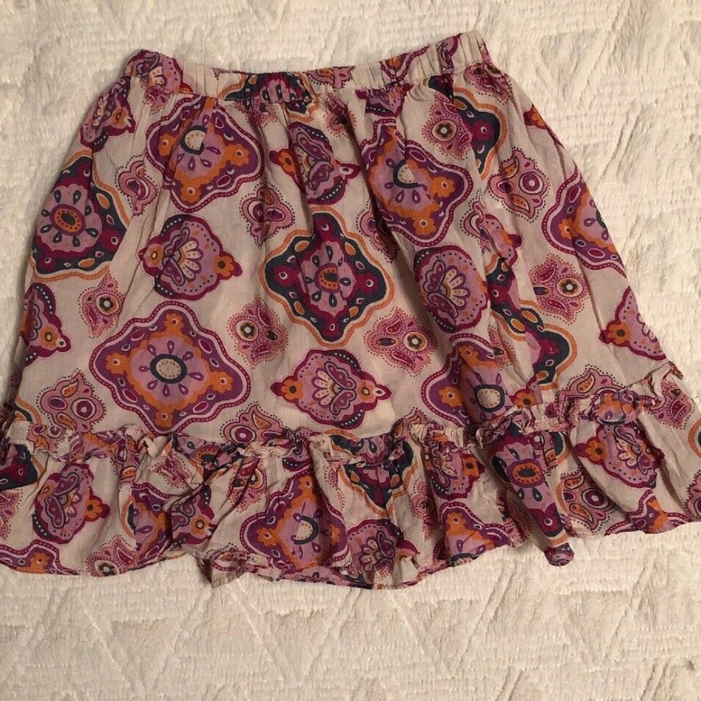 Peek Girls Medallion Print Ruffle Hem Skirt Purple